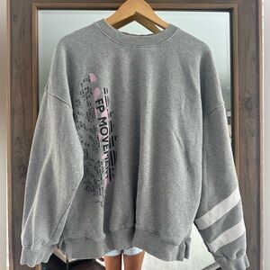 FP Movement by Free People Gray Sweatshirt with Pink Graphic
